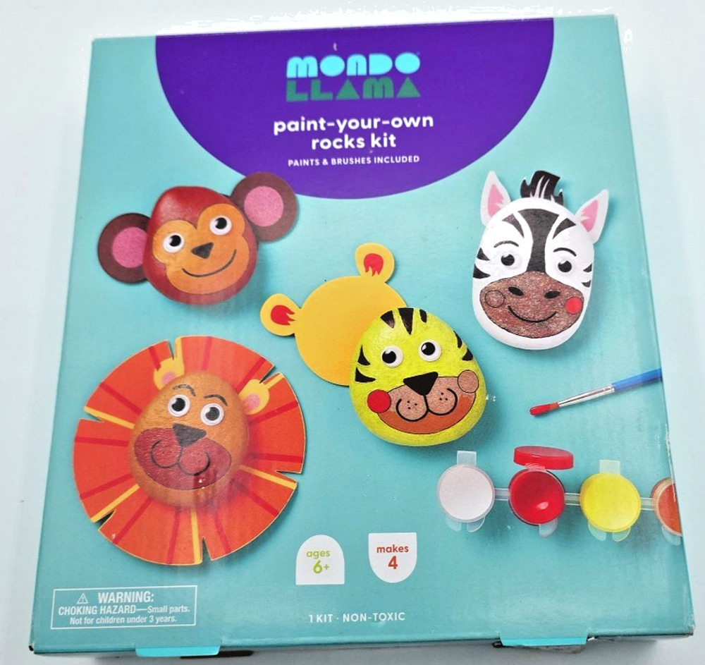 Mondo Llama Paint Your Own Rocks Kit Ages 6+ Paints & Brushes Included